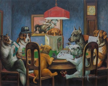 Animal Painting - Perros jugando al ajedrez